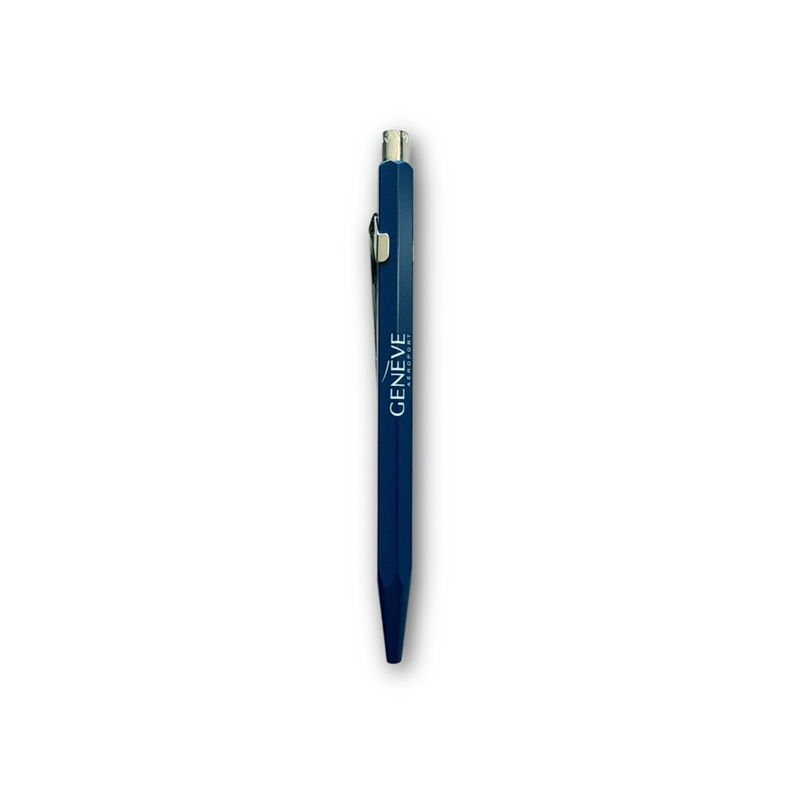 Stylo Caran D'ache bleu foncé avec logo Genève Aéroport